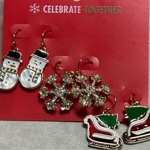 Celebrate Together Festive Earrings Set - Silver, Gold, Green